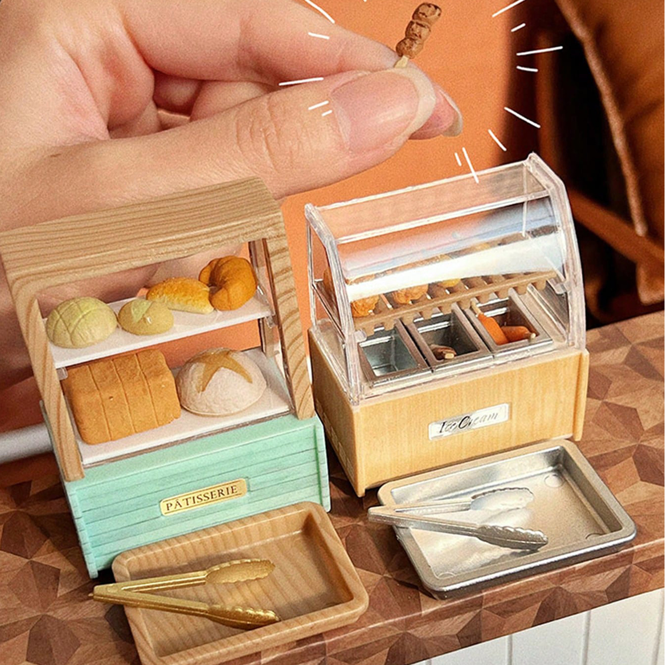 Food In Snacks - Dollhouse Miniature Bread Cabinet Food Snack