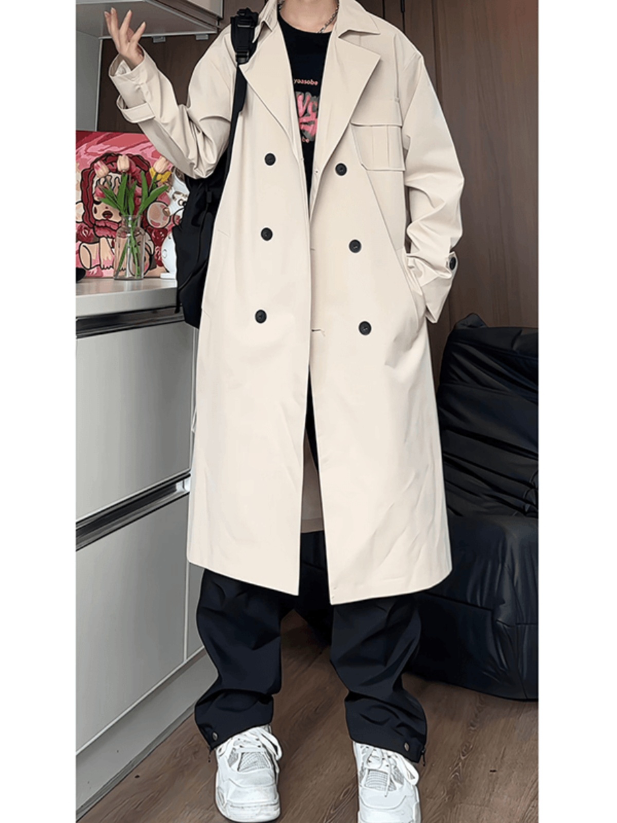 Trench Fur Coat Mens Cashew Kn - Food Snacks For Hiking 리뷰 및 가격